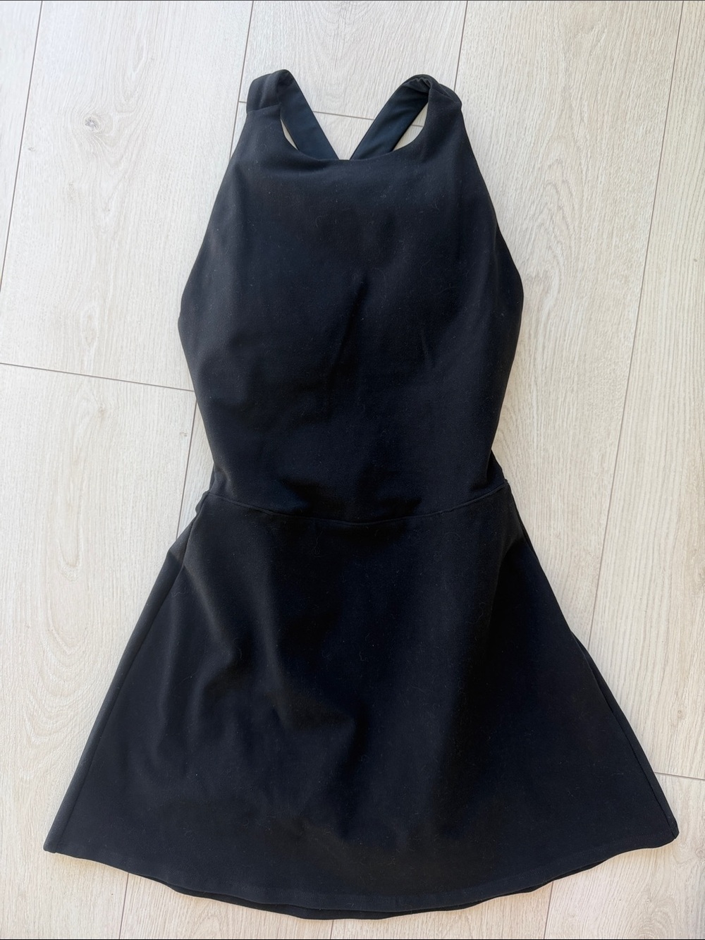 ALO Yoga Black Backspin Halter Mini Dress NWOT XS